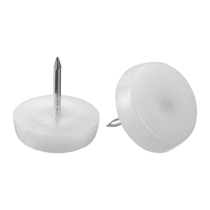 Furniture Feet Nail Plastic Glide Nails Chair Table Leg Protector Pads 20mm Dia White 12pcs