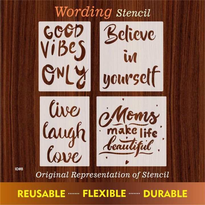Wording Inspirational Quote Stencils Resuable Plastic Motivational Templates for Word Art Works, Home Decor & DIY Projects ID 08.