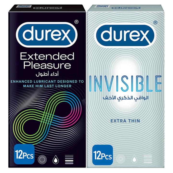 Durex%20Condoms%20Extended%20Pleasure%20Longer%20Lasting%20Timing%20Condoms%2012s%20+%20Durex%20Condoms%20Invisible%20Extra%20Thin%20Condoms%2012s%20-%20Fun%20Bundle%20-%20Image%202