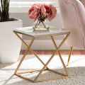 Gold Side Table, Metal Rectangle End Table Modern Sofa Side Table with MDF Top & Gold Frame Bedroom Nightstand - White Small Accent Table for Living Room Home Décor. 