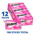 Trident Bubble Gum Bubblegum, Sugar Free, Pack of 12 Chewing Gums Box. 