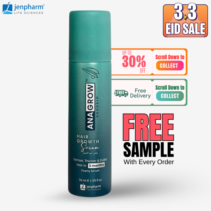 Jenpharm - Anagrow Hair Growth Foamy Serum 50ml | Restores Hair | Anti Hair fall