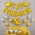 Eid Mubarak Decoration Set Eid Mubarak Foil Balloons, Moon Shaped Balloon, Metallic Balloons and Star Shaped Balloons Best for this Eid celebration. 