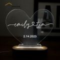 Customize Couples name on led night light lamp with wooden base. 