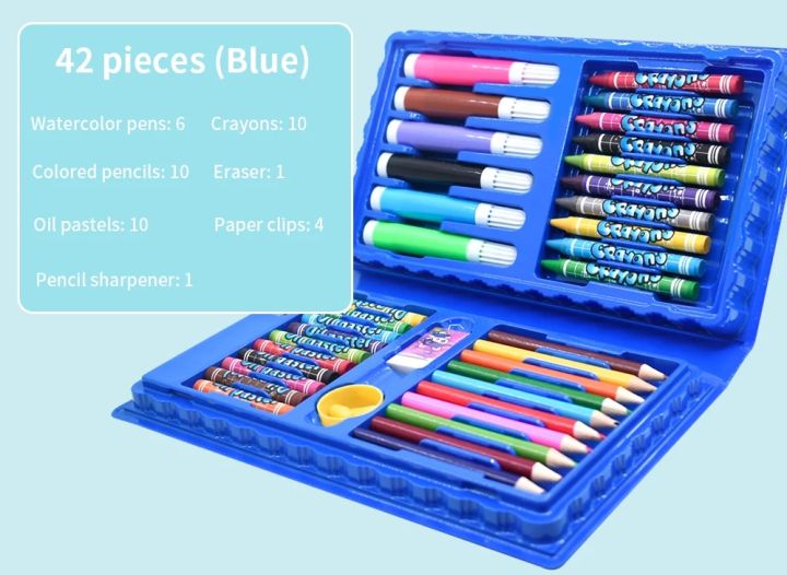 Color Art Book Craft Set Color Box Set For Girls and Boys Colors Box Color Pencil Crayons Colors Kids Painting School Kit 42pcs Artiest Kit Art Set for Kids