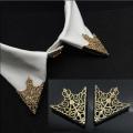 Vintage Fashion Triangle Shirt Collar Lapel Pin for Men and Women Hollowed Out Crown Brooch Corner Emblem Jewelry Accessories With Gift Box. 