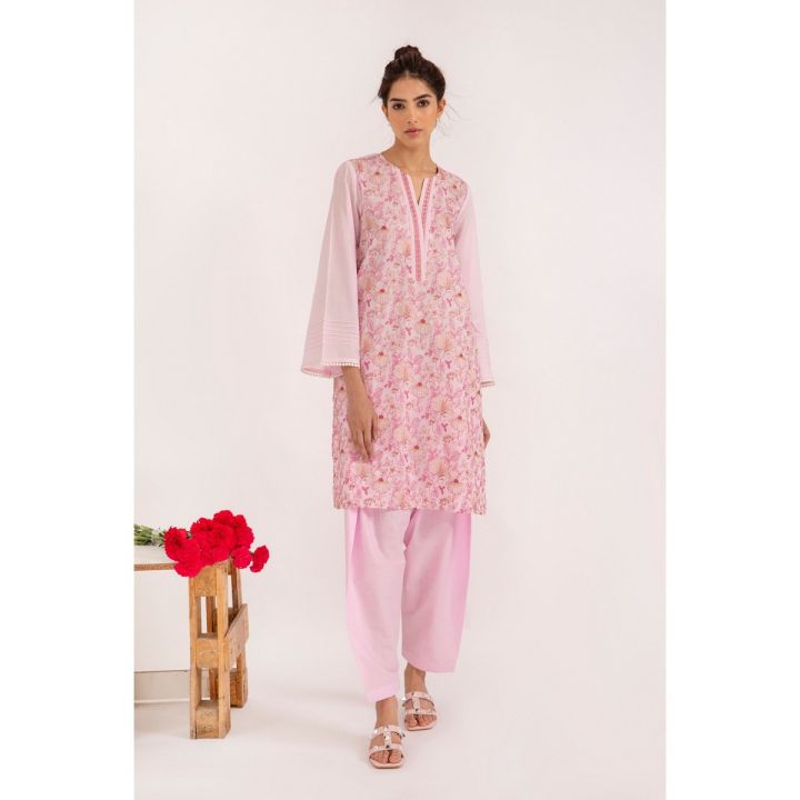 LAMA - DRESS FOR GIRLS STITCHED NATIVE EMBROIDERED SET WITH SHALWAR