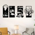ZF Four Elements Wooden Wall Art, Rectangle Four Element Nature Living Room Art. 
