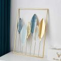 Metal Wall Decor Art Leaf Metal Leaf 24" x 16" Hanging Decor Leaves Metal Wall Decor with Frame Sculpture for Dinning Room living room Office Wall Decor Home (Leaves). 
