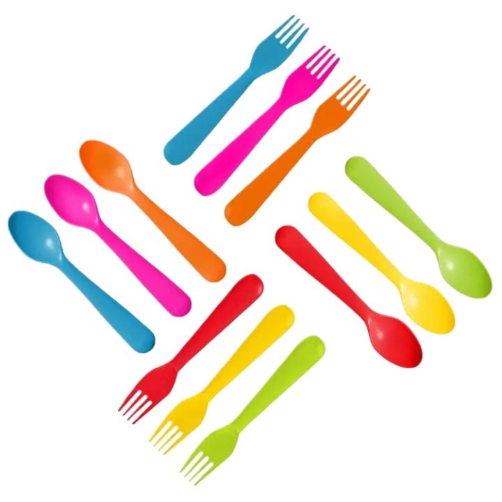 Plastic Toddler Utensils Set of 12 Kids Utensils Forks and Spoons - BPA FREE/Dishwasher Safe Toddlers Silverware Set Brightly Colored Children's Safe Flatware Cutlery Set