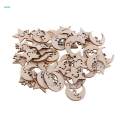 2x50 Pieces Natural Wooden Moon Stars Shapes for DIY Crafts. 