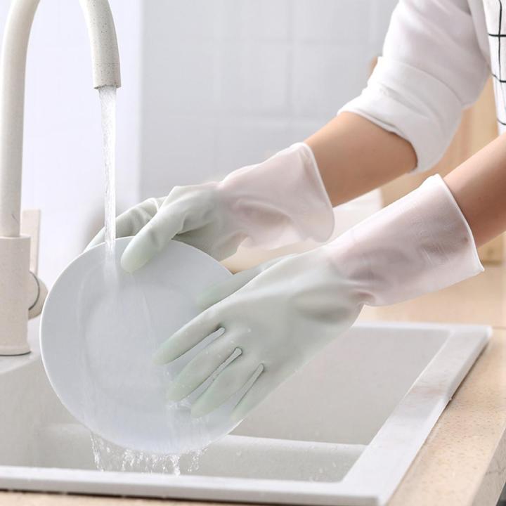 【HOT】 Candy Online Gradient Waterproof Rubber Latex Glove Dish Washing Cleaning Household Kitchen Gloves