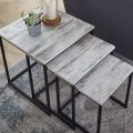 3-Piece Small Size Metal Nesting Square Tea Tables With Wooden Top - Versatile Nesting End Tables, Square Streamline Side Table, Side & Accent Table Set, Serving and Wooden Side Table, Space-Saving Nesting Table and End Table. 