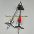 Toy model handicrafts ancient Chinese generals gold 22 cm piercing heaven halberd Wolong's demise Lu Bu game peripherals Buried Buzie. 