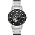 Emporio Armani Meccanico Silver Stainless Steel Skeleton Dial Automatic Watch for Gents - AR60055. 