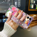 JIUMOO For VIVO Y15a Case With Wristband New Design Phone Case For Girl Women Thin Pattern Oil Rainbow Bear Shockproof Plating Silicone Casing Full Cover SoftCase Protection Cases. 