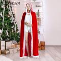 ECHIDNA Santa Claus Cape Flurry Trim Lady Long Style Role Play Christmas Cloak. 