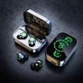 YD03 TWS Bluetooth 5.3 Earbuds HIFI Music Smart Touch Control LED Display Wireless Earphone with Charging Box-Black. 
