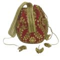 Designer Traditional Embroidered Chiffon Potli Bag 8 Inch Wedding and Party Clutch Gift for Women. 