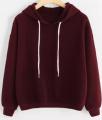 Maroon Plain Fleece Pullover Hoodie For Men And Women. 