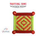 Traditional Multi Color Wood Fixed Stool / Wood Chowki / Peeri / Wood Peerah. 