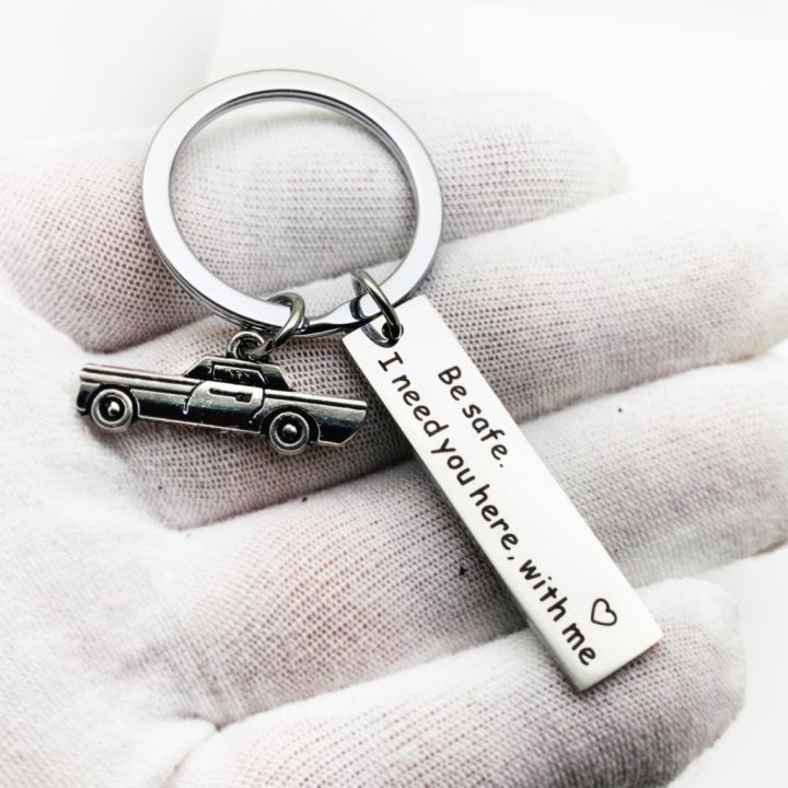 【Topnotch Store】Oeinin Simple Keychain Be Safe I Need You with Me Man Key Holder Bag Unisex Silver Color Alloy Key Chain Pendant Porte