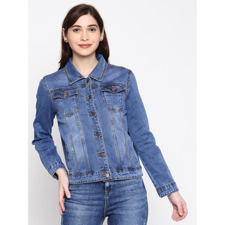 CLOTHING High Star Women Blue Solid Denim Jacket Daraz.pk