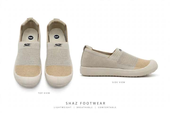 SHAZ FOOTWEAR Women's Beige Comfort Walk Slip-On - Lightweight Breathable Loafers for Ladies