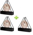 Pack of 03 - Anti-Scald Mosquito Coil Holder With Tray Creative Wrought Iron Triangular Shape Mosquito Repellent Incense Rack Home Decor Tool Best.... 
