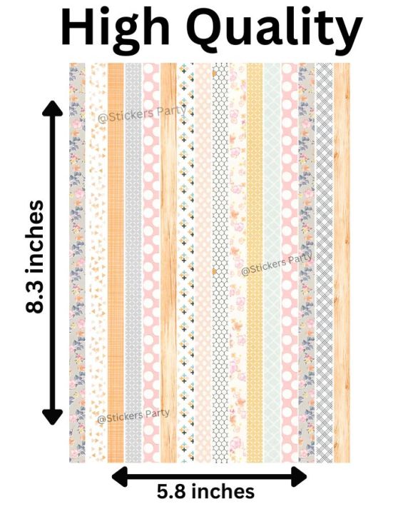Cute Design Washi Tape Sticker Sheet Uncut A5 Size (8.3x5.8 inches) for ...