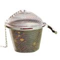 6.5cm BASKET Silver Elegant Perfect Tea Strainer Mesh Stainless Steel Tea Strainer Filter Infuser for Lose Leaf Tea and Mulling Spices - Chain Style. 