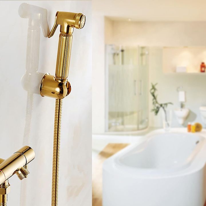 Toilet Hygiene Kit Bidet Portable Wall Mounted Spray/Spray Head/Hand Shower Shattaf Set for Personal Care Hygiene Potty Toilet Gold