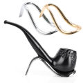 Pipe Rack Exquisite Anti-Rust Stainless Steel Shoe Style Tobacco Pipe Stand for Office. 
