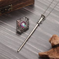 Fashion Wand and Sorcerer||||'s Stone Pendant Necklace Ladies Magic Costume Pendant Wizard World Magic Apprenticeship School Gift. 