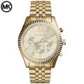 Michael Kors Lexington Chronograph Yellow Gold Dial Gold Stainless Steel Men's Watch MK-8281. 