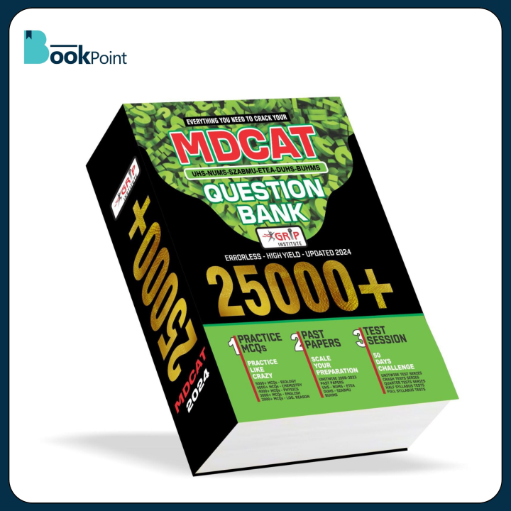 Grip MDCAT 25000+ Questions Bank | Latest Edition 2024 | National MDCAT NMDCAT Book with 25000 + MCQs | Latest Edition Questions Bank By Grip Institute | Entry Test