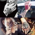 Itim na Naka-istilong 3D Bagong Man's Half Sleeve Arm Temporary Totem Tattoo Stickers Mechanical Body Art Tatoos para sa Boys Mens Armband. 