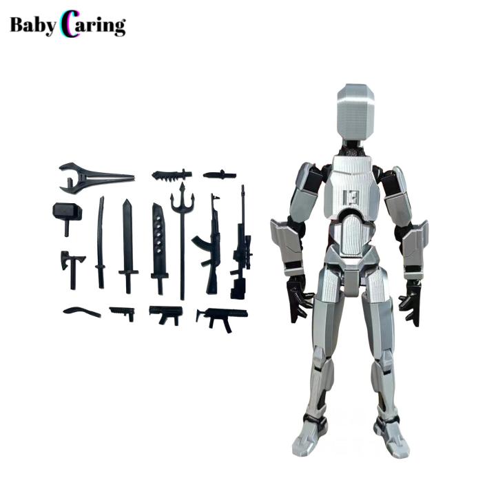 Robot Toy with Weapon 15 Weapons Robot Action Figure Multi-jointed Movable 3d Printed Model Articulated Dummy Figurine for Kids Adults Unique Gift Idea