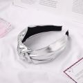 Pu Glossy Wide Fashion Boutique Hair Accessories Women's Retro Style Headband Knotted Holiday Wind Wide Side Hair Hoop Headwear. 
