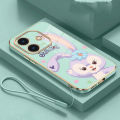 realme Note 60 Note 60x note60 50 Luxury Cute Stellalou Casing Square Edges Plating Back TPU Soft Case with Lanyard Cover. 