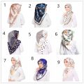 Bawal Satin scarf Silk Shawl Printed bawalmurah square tudung cantik. 