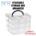 Stackable Storage Box Organizer 3, 4, 5 Layers (18, 24, 30 Sections), Jewelry Box. 