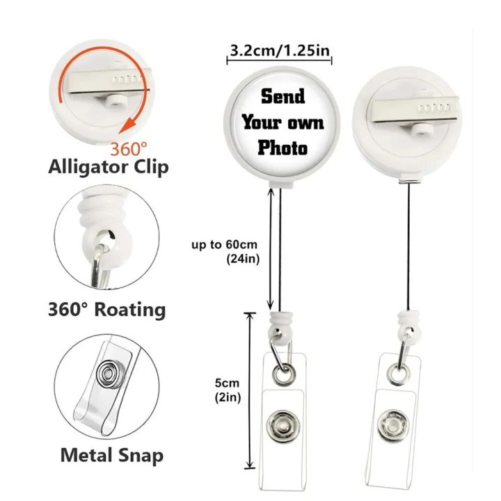 Personalized 30mm Glass Cabochon Image Logo Retractable Badge Reel Lanyard ID Holder Brooches Custom Designed Nurse Teacher Gift