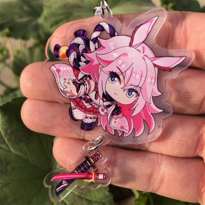 Honkai Impact 3 Elysia Yae Sakura Raiden Mei Keychain Accessories Anime Game Backpack Pendant Prop Badge Gift