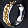 Set Of Spinner Ring and Chain Haend Bracelet Gold/Silver Color For Boys and Men. 