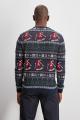 Trendyol Collection Navy Blue Men's Jacquard Christmas Themed Sweater TMNAW20KZ0780. 