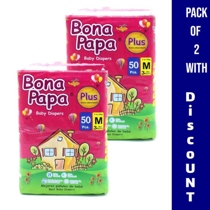 Bona Papa Plus Baby Diaper Medium Size Pack of 2