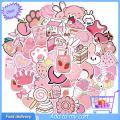 50Pcs/Bag Beverage Stickers Water-proof Cute Pink Blue PVC Vinyl Sticker for Skateboard. 