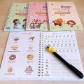 Magic Practice Copybook(4 BOOKS+10 INK REFILL) Book For Montessori Children Tracing Handwriting First Learning Books Kids Preschool. 