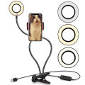 Flexible Selfie Ring Light with Phone Holder for Live Stream- Portable Clip Holder With 3 Shades Ring Light. 
